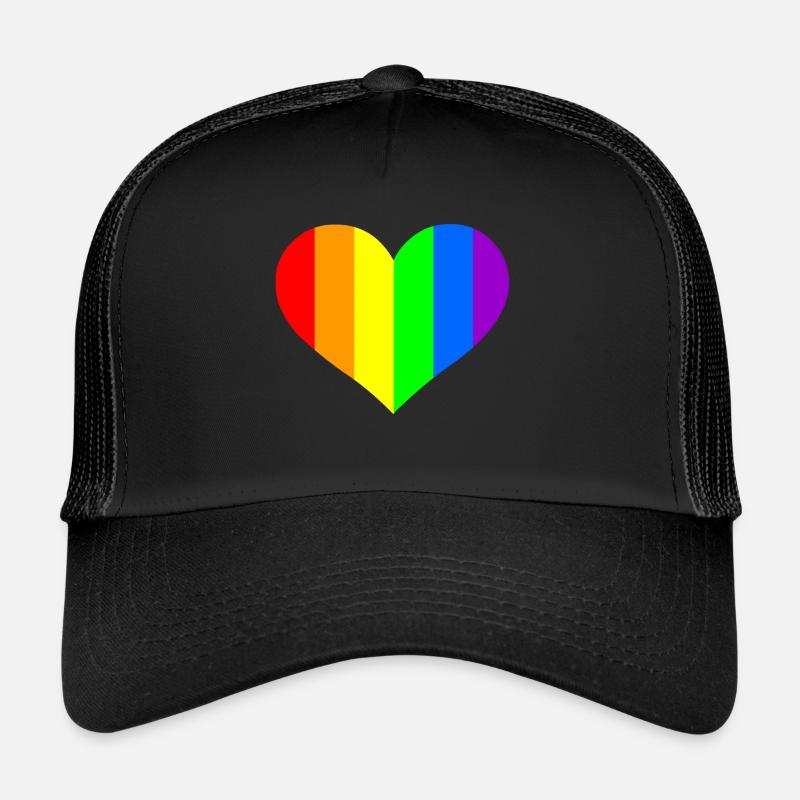 Regenbogen Herz - Trucker Cap - Schwarz/Schwarz