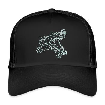 Crocodile graphic WireFrame, Paperwolf design - Trucker Cap - black/black - Front