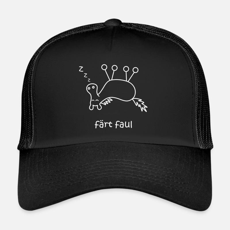 färt faul, faules Pferd, Pferd mit Rädern schläft - Trucker Cap - Schwarz/Schwarz