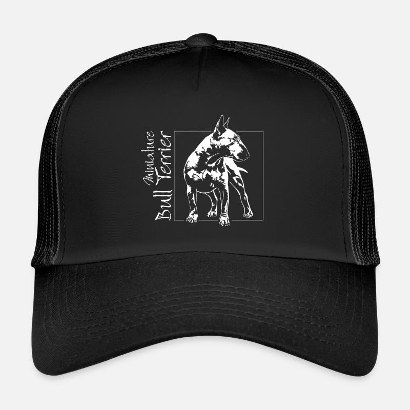 Miniature BULL TERRIER Hunde Hund Wilsigns - Trucker Cap - Schwarz/Schwarz