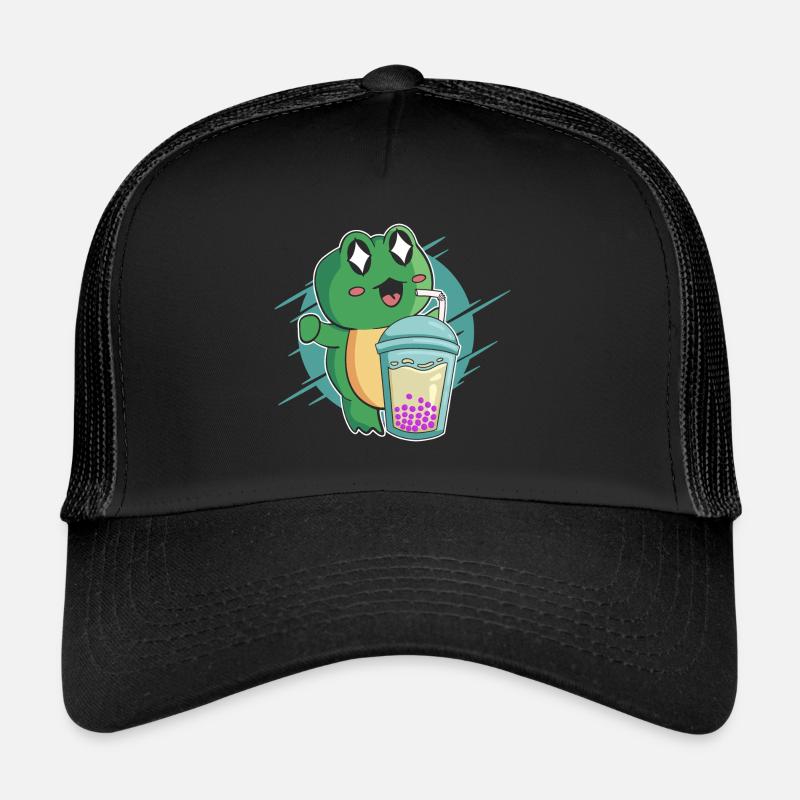 Cute Kawaii Frog Boba Milktea Trucker Cap