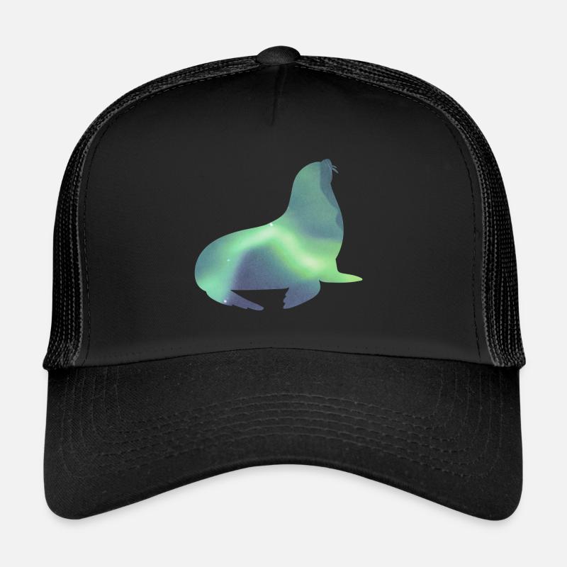 Island Robbe Seehund Polarlicht Aurora Borealis Trucker Cap