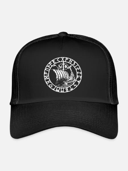 Viking Boat Valhalla - Trucker Cap - black/black - Front