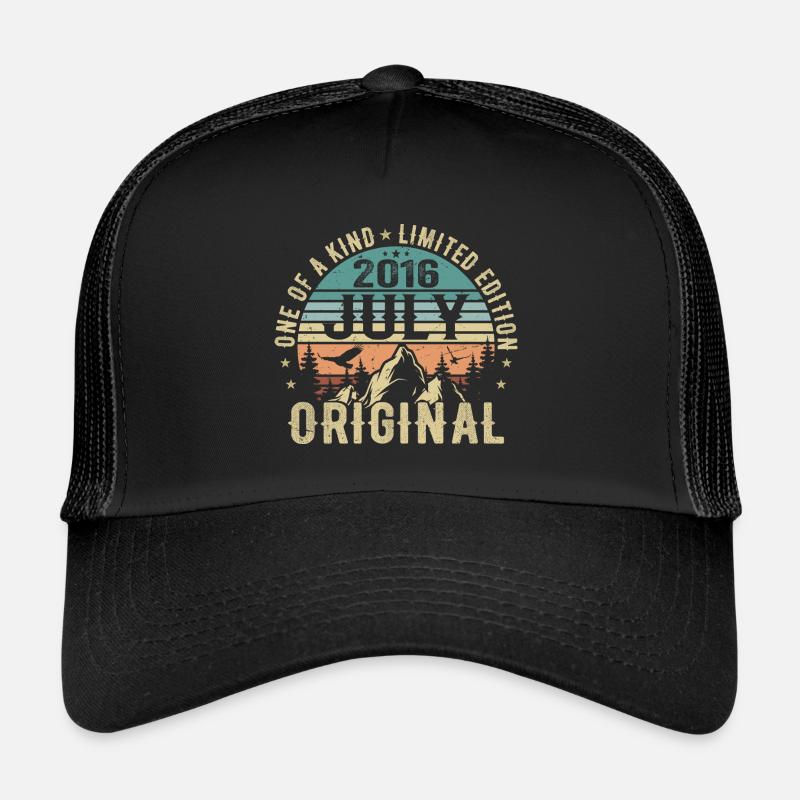 Juli 2016 Geburtstag Juli 2016 Geburtstagsgeschenk - Trucker Cap - Schwarz/Schwarz