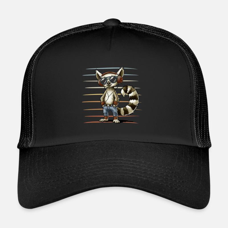 Nostalgie Lémurien avec lunettes de soleil rétro Casquette trucker 