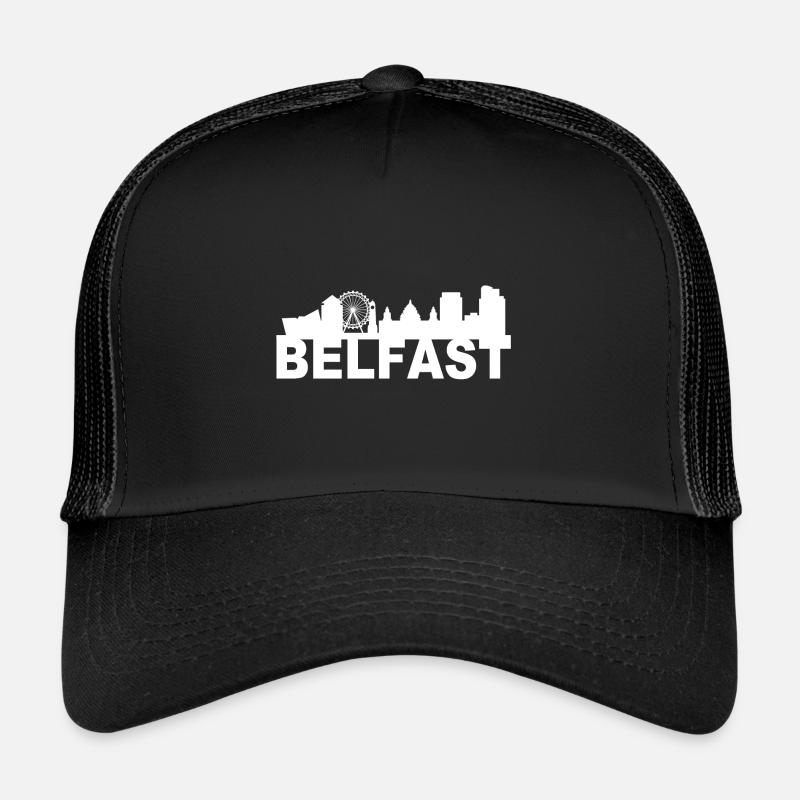 Belfast Nordirland Skyline Geschenk Idee UK - Trucker Cap - Schwarz/Schwarz