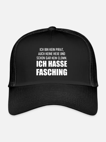Ich hasse Fasching - Trucker Cap - Schwarz/Schwarz