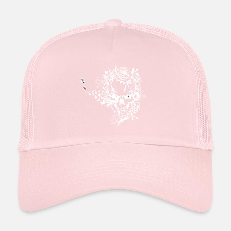 Crâne avec roses, papillons et serpent Casquette trucker 