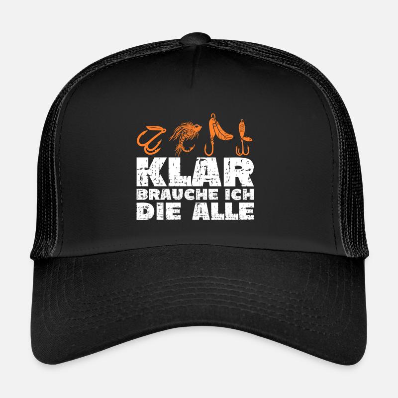 Angler Anglerin lustiger Spruch - Trucker Cap - Schwarz/Schwarz
