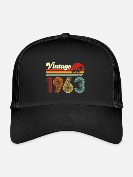 Vintage 1963 Retro Geschenkidee 60. Geburtstag - Trucker Cap - Schwarz/Schwarz - Vorne