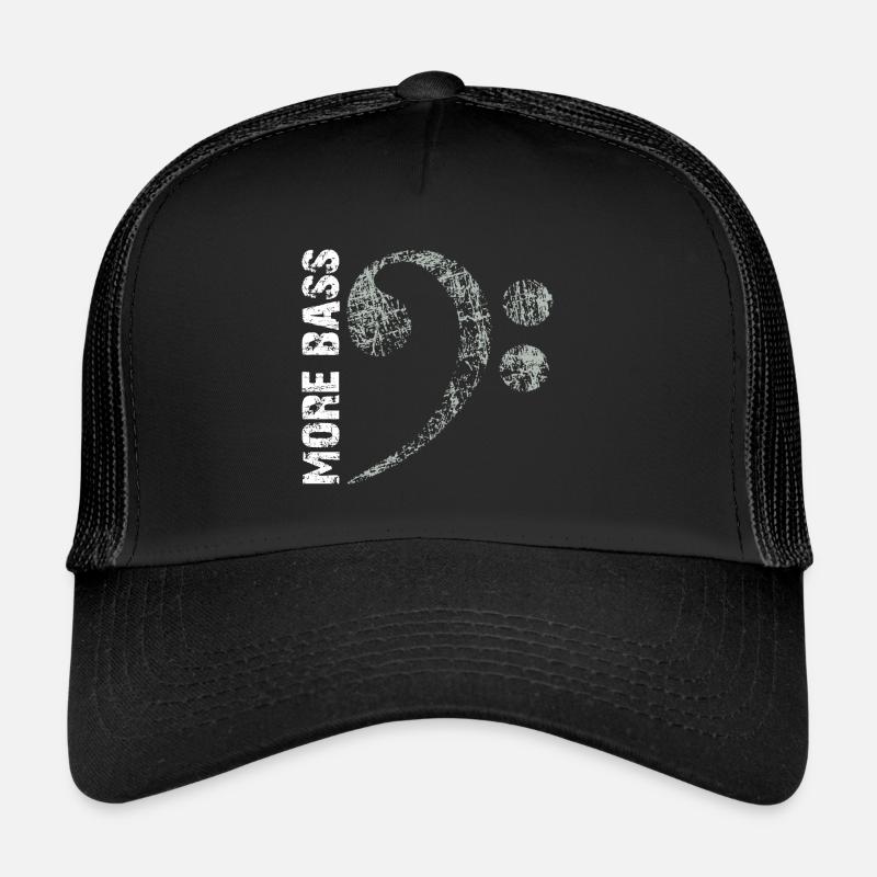 Plus de basses s’il vous plaît, grosse clé de fa - Casquette trucker  - noir/noir