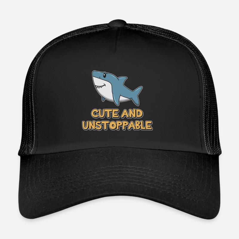 Shark Quote ➢ Cute And Unstoppable Shark - Trucker Cap - Schwarz/Schwarz