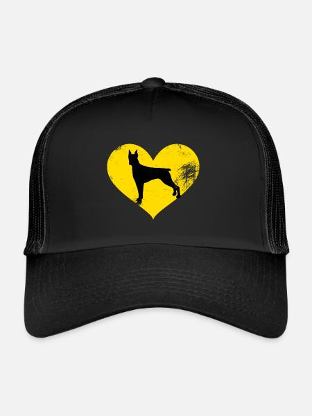 Dobermann super süsses Herzbild - Trucker Cap - Schwarz/Schwarz - Vorne