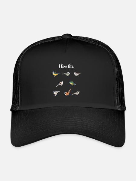Mésange bleue Mésange charbonnière et plus d'oiseaux cadeau d'oiseau drôle - Casquette trucker  - noir/noir - Devant