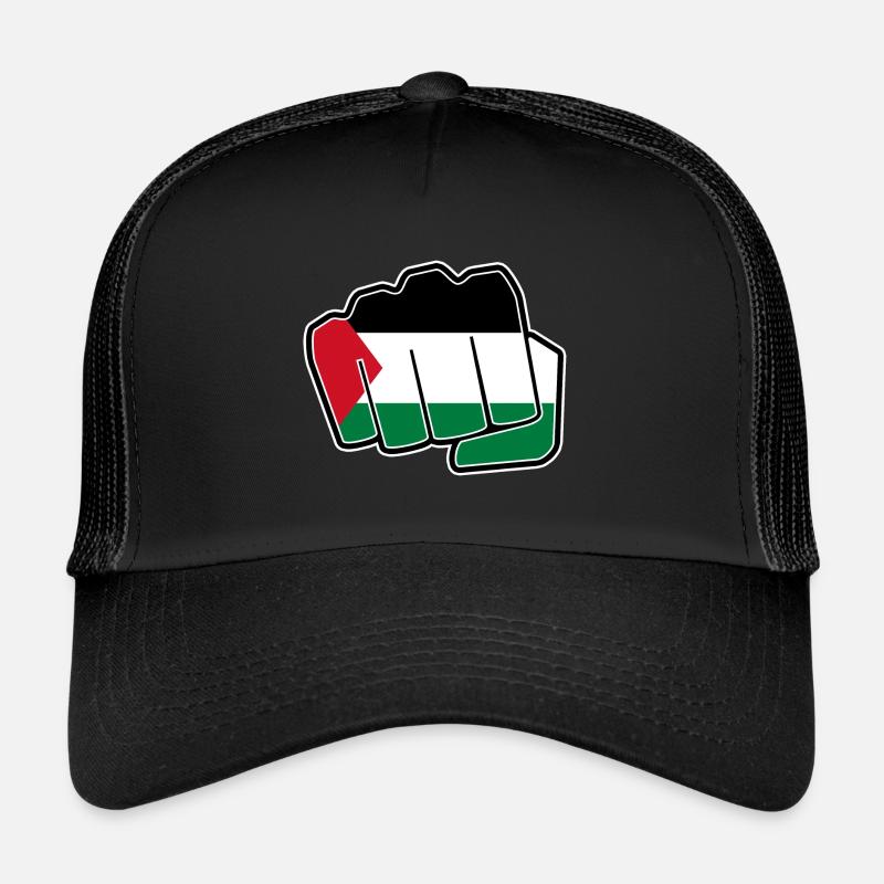 Palästina Fahne Flagge Faust - Trucker Cap - Schwarz/Schwarz