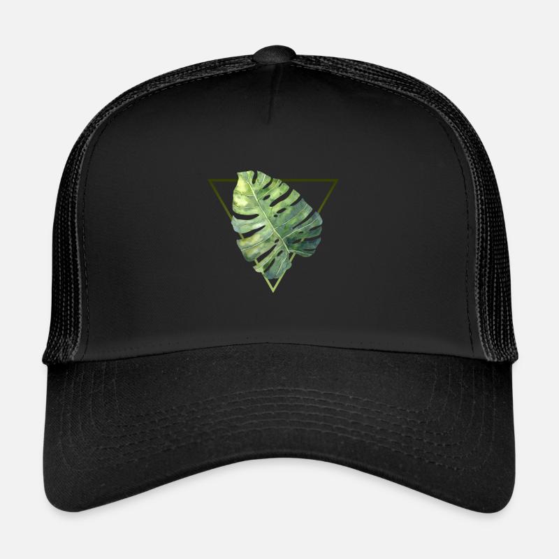 tropical monstera leaf modern triangle pattern Trucker Cap