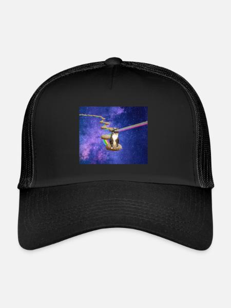 Mignon chat tigré dans l’espace - Casquette trucker  - noir/noir - Devant