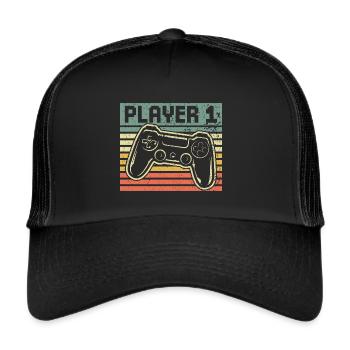 Player 1 Player 2 - Gamer Father Son Partner Look - Trucker Cap - black/black - Front