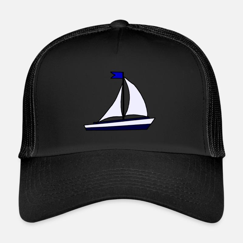 Blaues Segelschiff - Trucker Cap - Schwarz/Schwarz