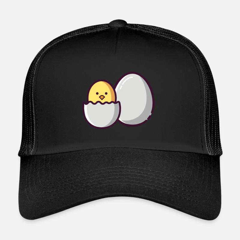 mignon poussin de Pâques éclos dans le passé - Casquette trucker  - noir/noir