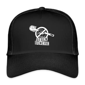 Gegen Scheiße Klobürste Politik Anti Dagegen - Trucker Cap - Schwarz/Schwarz - Vorne