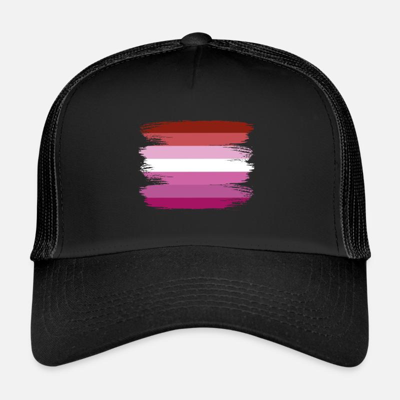 Lesbisch Lesbian Pride Flagge LGBT - Trucker Cap - Schwarz/Schwarz