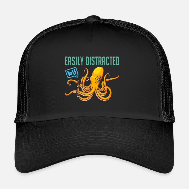 Ich liebe Oktopusse Cephalopoden - Trucker Cap - Schwarz/Schwarz