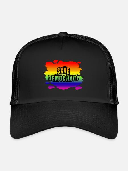 Stop AfD contre la droite, la démocratie, la diversité, la gauche - Casquette trucker  - noir/noir - Devant