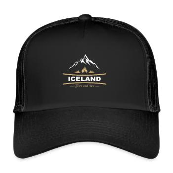 Island - Feuer und Eis - Trucker Cap - Schwarz/Schwarz - Vorne