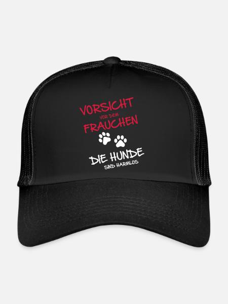 Vorsicht Frauchen - Hunde - Trucker Cap - Schwarz/Schwarz