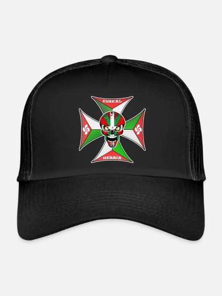 Euskal Herria cross - Casquette trucker  - noir/noir - Devant