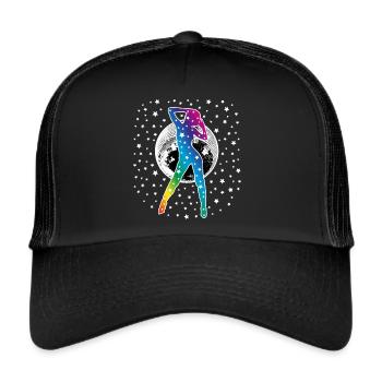 02 Disco Dance Stars Discokugel Discoball - Trucker Cap - Schwarz/Schwarz - Vorne