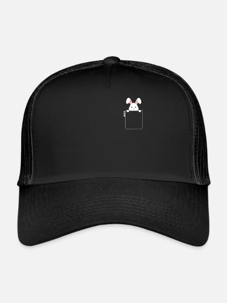 Lapin en poche avec label - Casquette trucker  - noir/noir - Devant