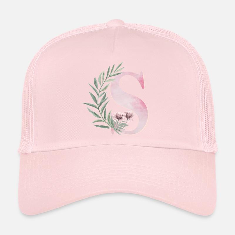 Lettre S avec des fleurs Casquette trucker 