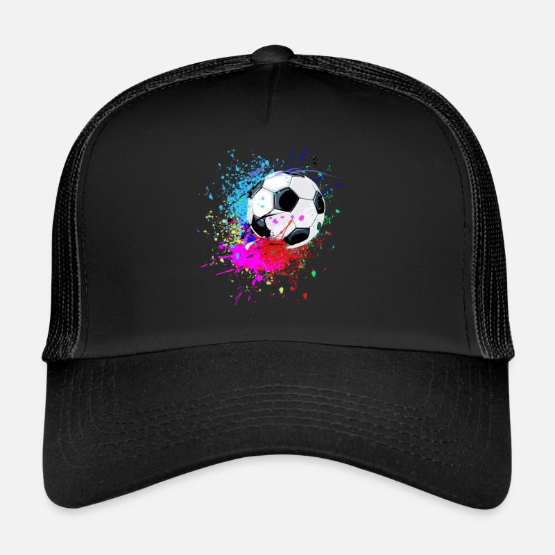 Bunter Fußball Splash Design - Trucker Cap - Schwarz/Schwarz