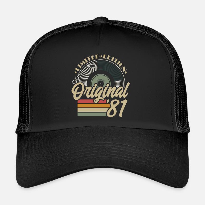 Original 1981 Retro Vintage Geburtstag Geschenk - Trucker Cap - Schwarz/Schwarz