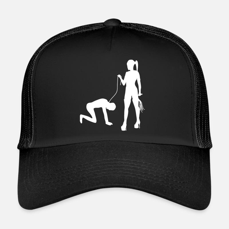 Mistress Dominatrix with slave Trucker Cap
