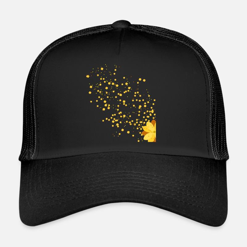 gelbe Blume - Trucker Cap - Schwarz/Schwarz