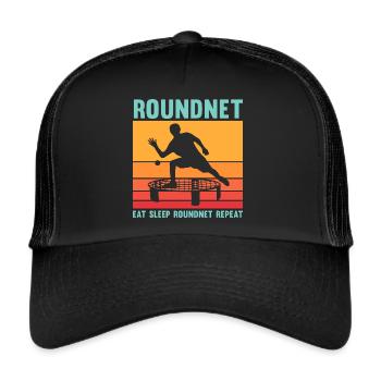 Roundnet Eat Sleep Roundnet Spieler - Trucker Cap - Schwarz/Schwarz - Vorne