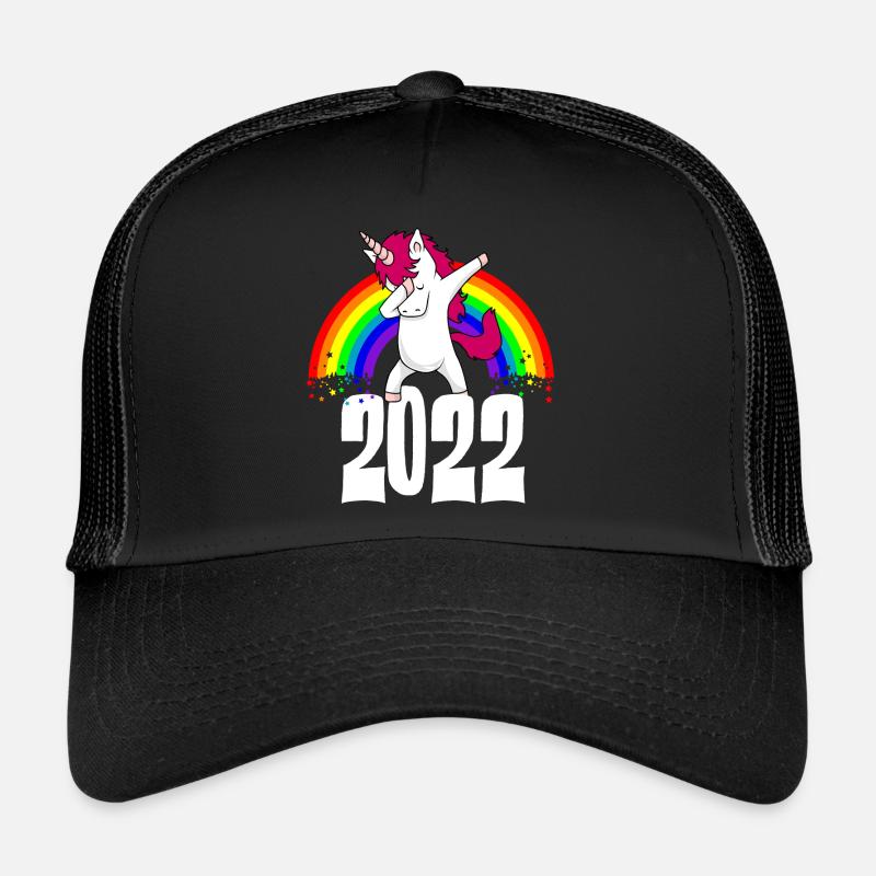 Dabbing Einhorn 2022 Regenbogen Lustig Neujahr Trucker Cap