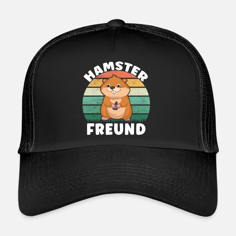 Hamster Freund Niedlicher Hamster Goldhamster - Trucker Cap - Schwarz/Schwarz