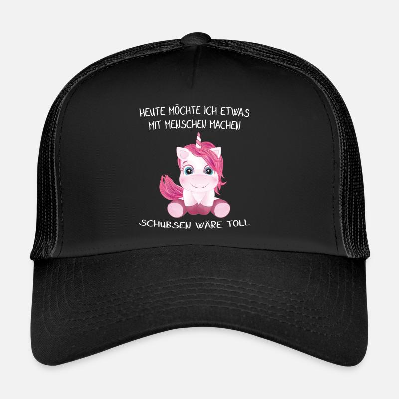 EINHORN - Heute möchte ich was mit Menschen machen - Trucker Cap - Schwarz/Schwarz