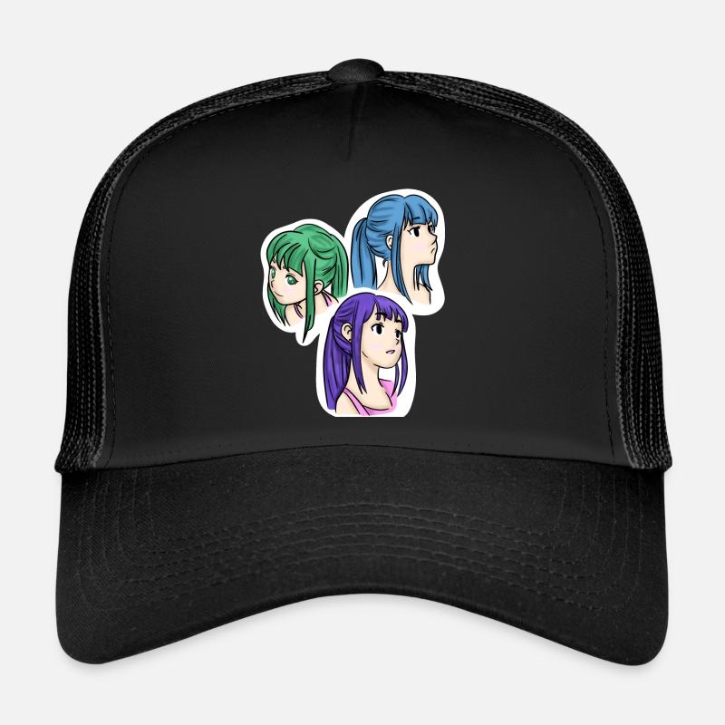 Die Drillinge 💚💜💙 - Trucker Cap - Schwarz/Schwarz