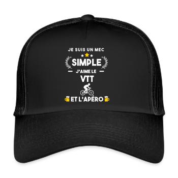 vtt et apéro cadeau humour sport - Casquette trucker  - noir/noir - Devant