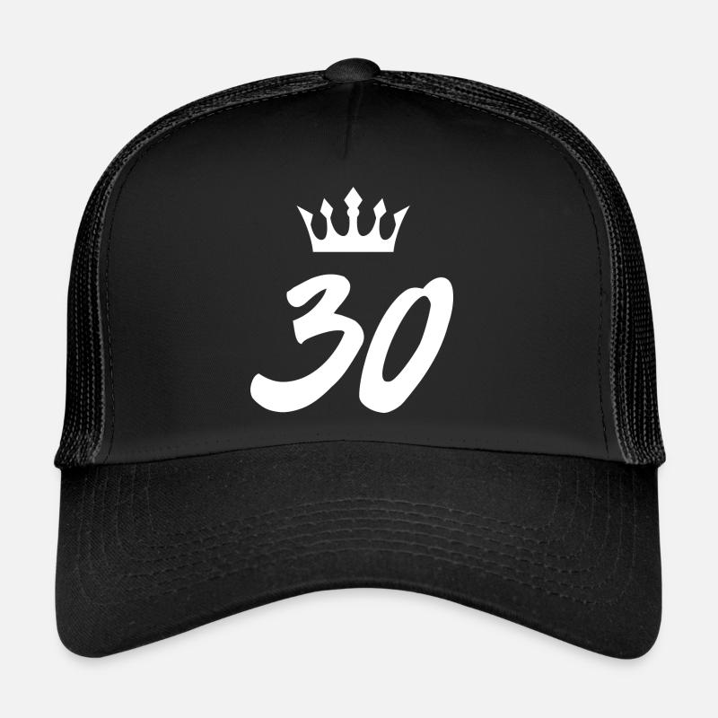 30 Zahl Krone - Trucker Cap - Schwarz/Schwarz