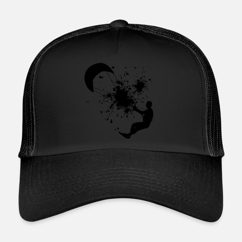 Kitesurfer Herren Kite Kitesurf Kitesurfen - Trucker Cap - Schwarz/Schwarz