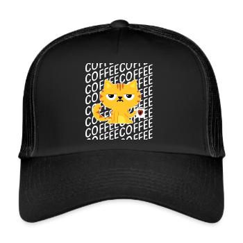 Caféine Café Chat Matin Moufle Dicton Tasse - Casquette trucker  - noir/noir - Devant
