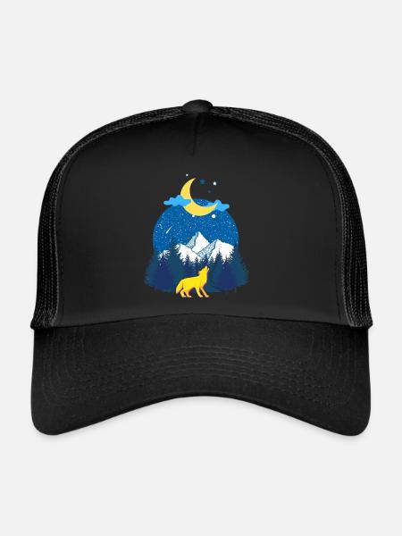 Winter dreams! The Wolf and the Moon - Trucker Cap - black/black - Front