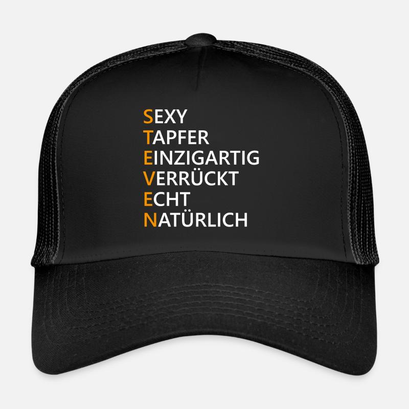 Steven Name Geschenk - Trucker Cap - Schwarz/Schwarz