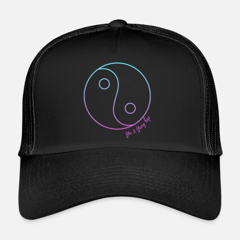 Yin et yang hanche - Casquette trucker  - noir/noir